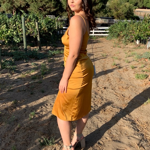 Zara gold silky midi dress - Picture 3 of 6